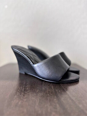 Black Wedge Mule Heels